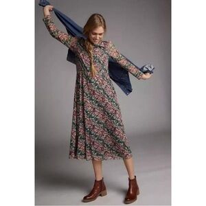 Anthropologie Eva Franco Fiona Floral Midi Dress Cottagecore Ditsy Floral Boho